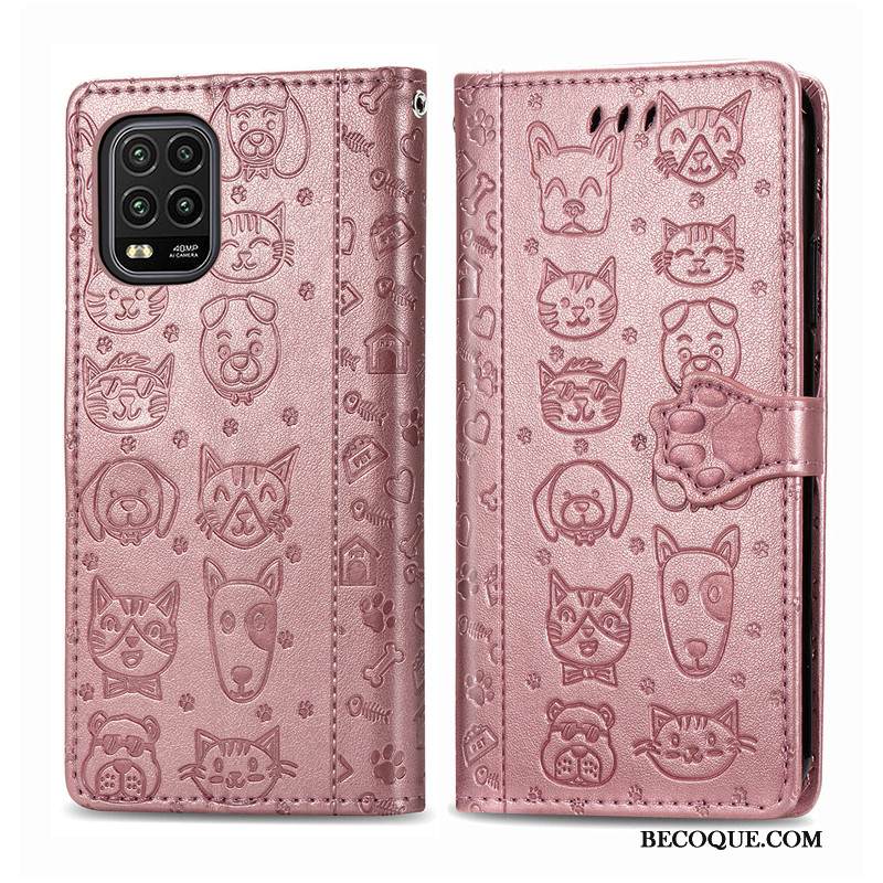 Kuori Xiaomi Mi 10 Lite Kohokuviointi Ripustettavat Koristeet Kissa, Kotelo Xiaomi Mi 10 Lite Nahka Kukka Puhelimen Kuoret