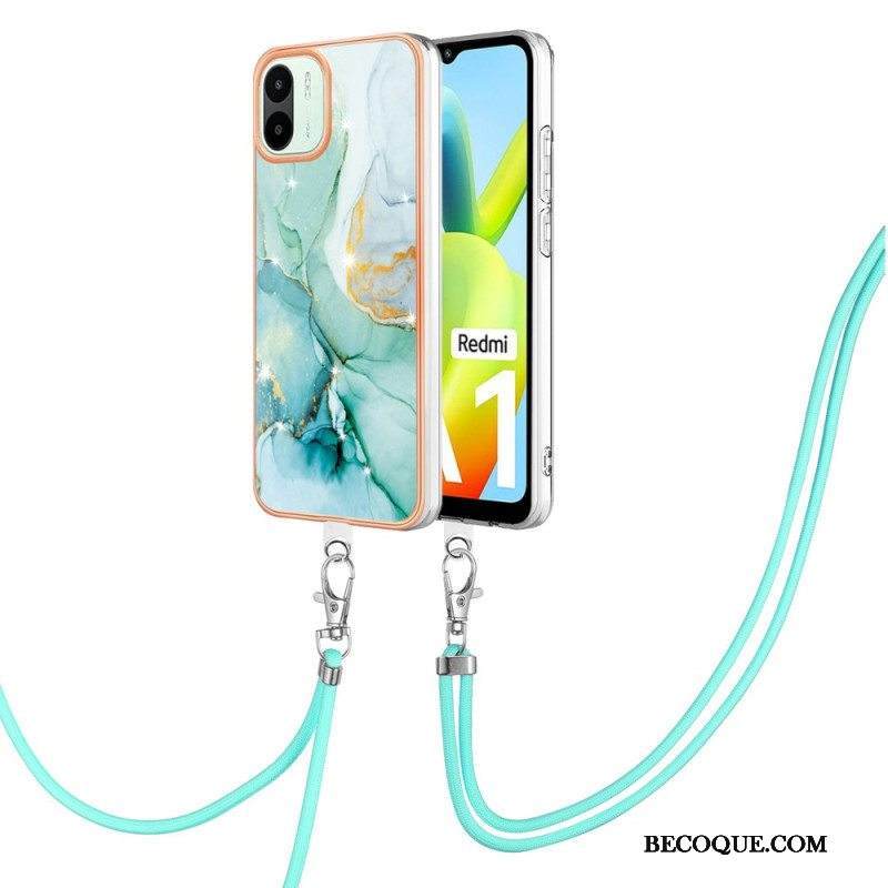 Kuori Xiaomi Redmi A1 Kiristysnyörillä Marmoristyylinen Kiristysnyöri