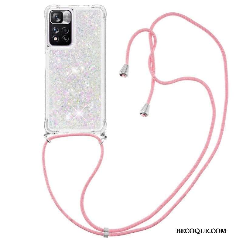 Kuori Xiaomi Redmi Note 11 Pro Plus 5G Kiristysnyörillä Kiristysnyöri Paljetteja