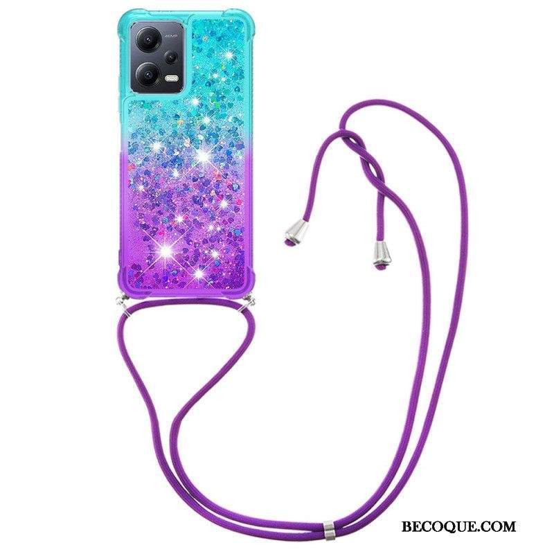 Kuori Xiaomi Redmi Note 12 5G Kiristysnyörillä Glitter Silikoni Johto