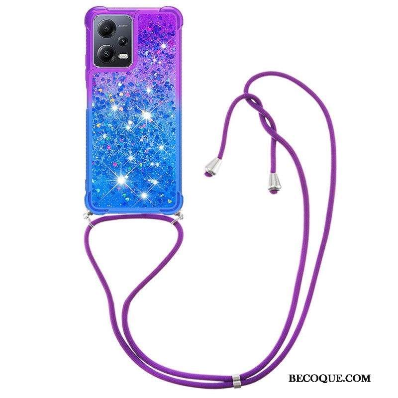 Kuori Xiaomi Redmi Note 12 5G Kiristysnyörillä Glitter Silikoni Johto