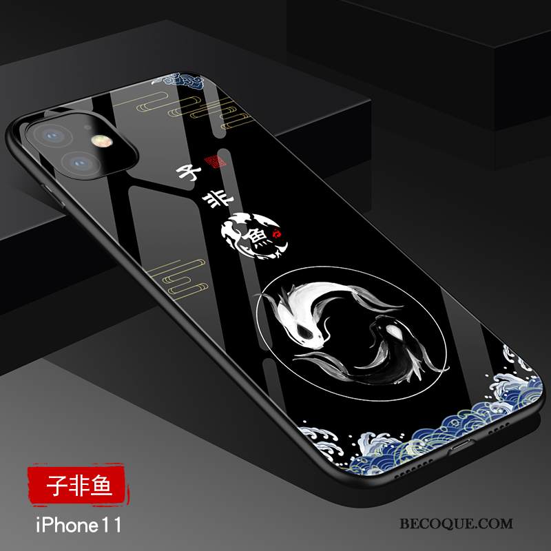 Kuori iPhone 11 Laukut Puhelimen Kuoret Musta, Kotelo iPhone 11 Silikoni Persoonallisuus Lasi