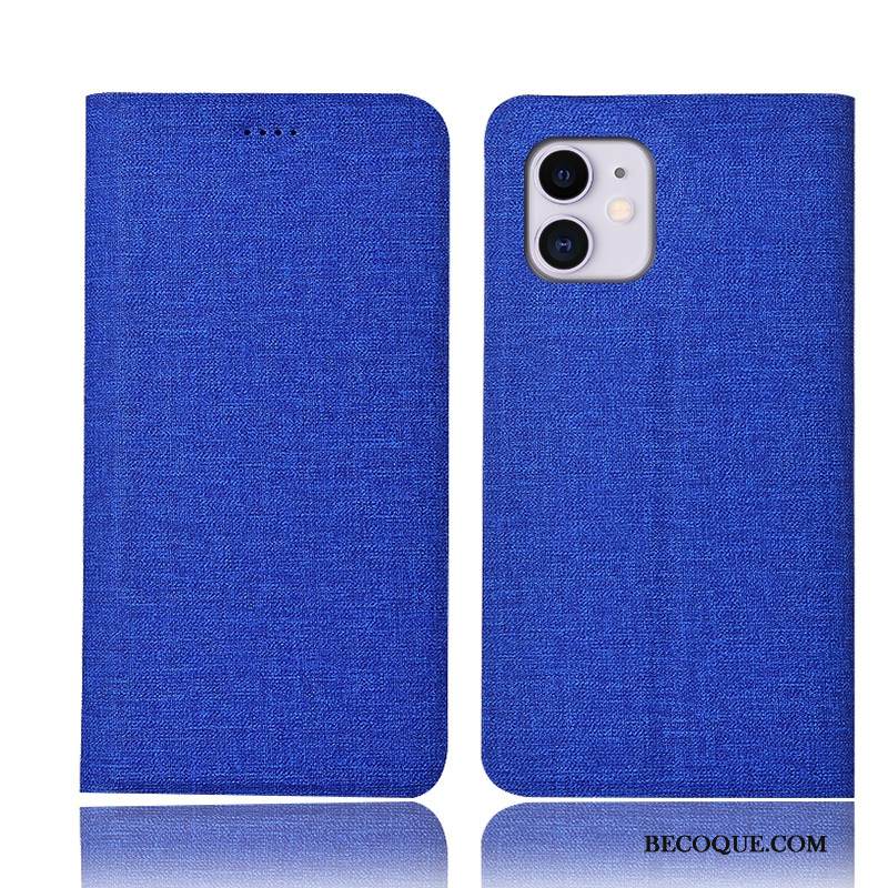 Kuori iPhone 11 Laukut Puhelimen Kuoret Pellava, Kotelo iPhone 11 Kuoret Murtumaton Sininen