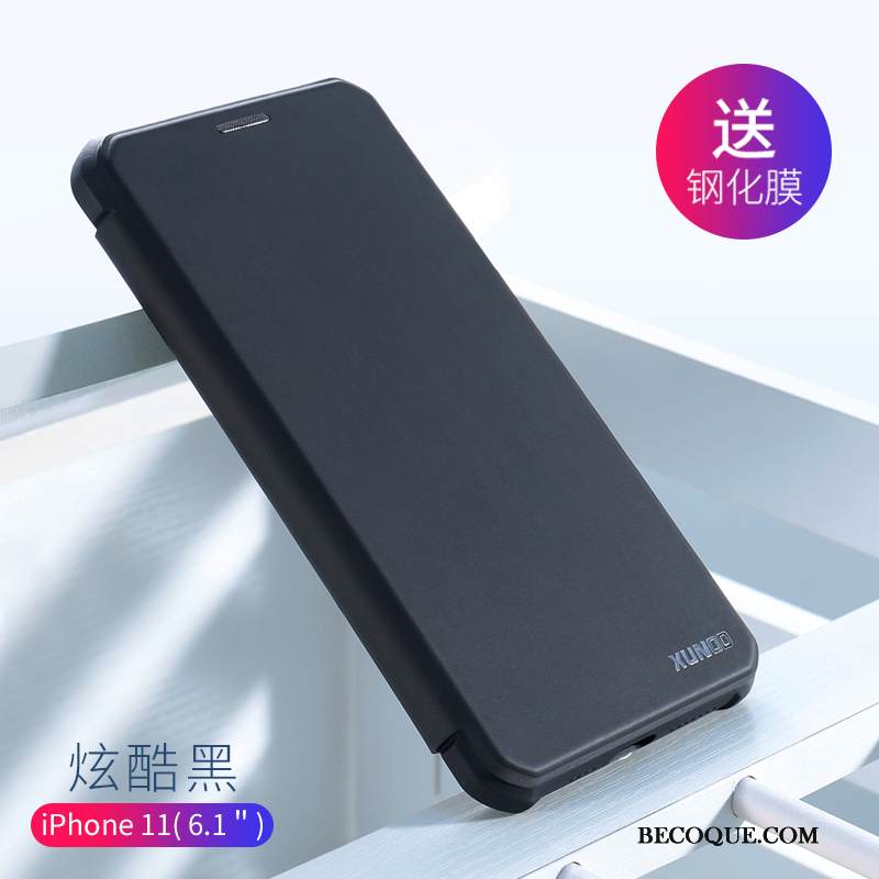 Kuori iPhone 11 Luova Puhelimen Kuoret Ylellisyys, Kotelo iPhone 11 Nahka Murtumaton Sininen