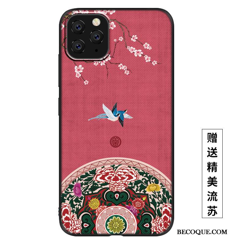 Kuori iPhone 11 Pro Max Kohokuviointi Uusi Puhelimen Kuoret, Kotelo iPhone 11 Pro Max Silikoni Pesty Suede Punainen