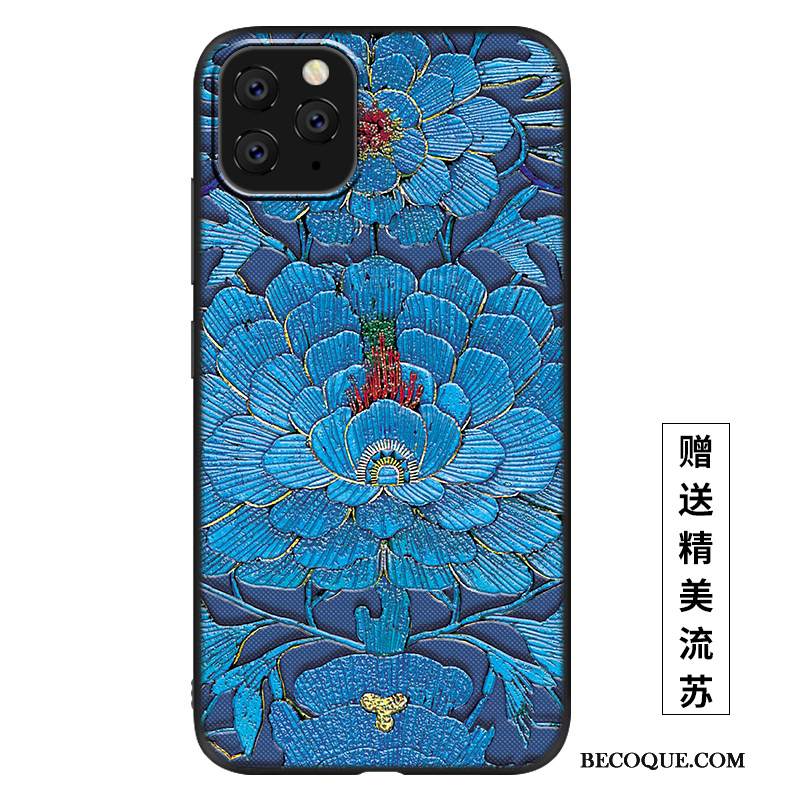 Kuori iPhone 11 Pro Max Kohokuviointi Uusi Puhelimen Kuoret, Kotelo iPhone 11 Pro Max Silikoni Pesty Suede Punainen