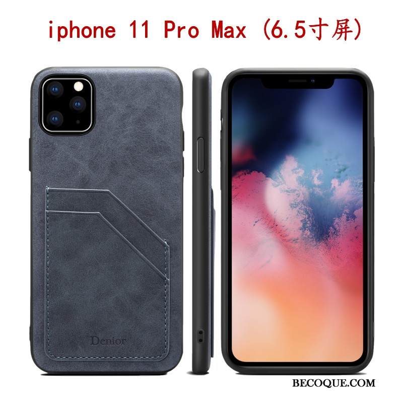 Kuori iPhone 11 Pro Max Laukut Harmaa Ohut, Kotelo iPhone 11 Pro Max Nahka Kortti Murtumaton