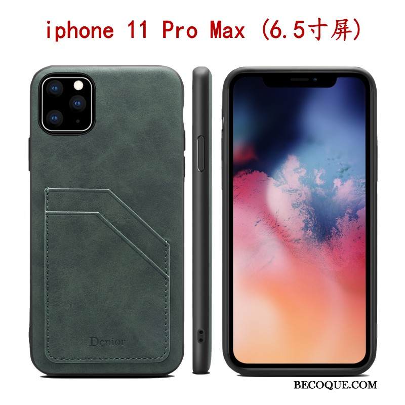 Kuori iPhone 11 Pro Max Laukut Harmaa Ohut, Kotelo iPhone 11 Pro Max Nahka Kortti Murtumaton