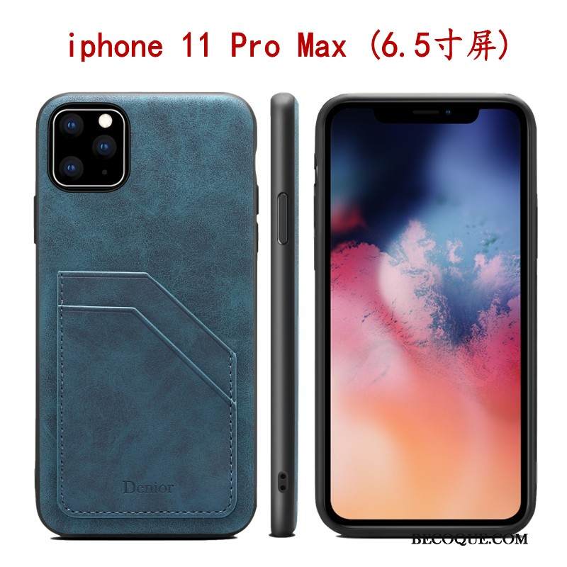 Kuori iPhone 11 Pro Max Laukut Harmaa Ohut, Kotelo iPhone 11 Pro Max Nahka Kortti Murtumaton