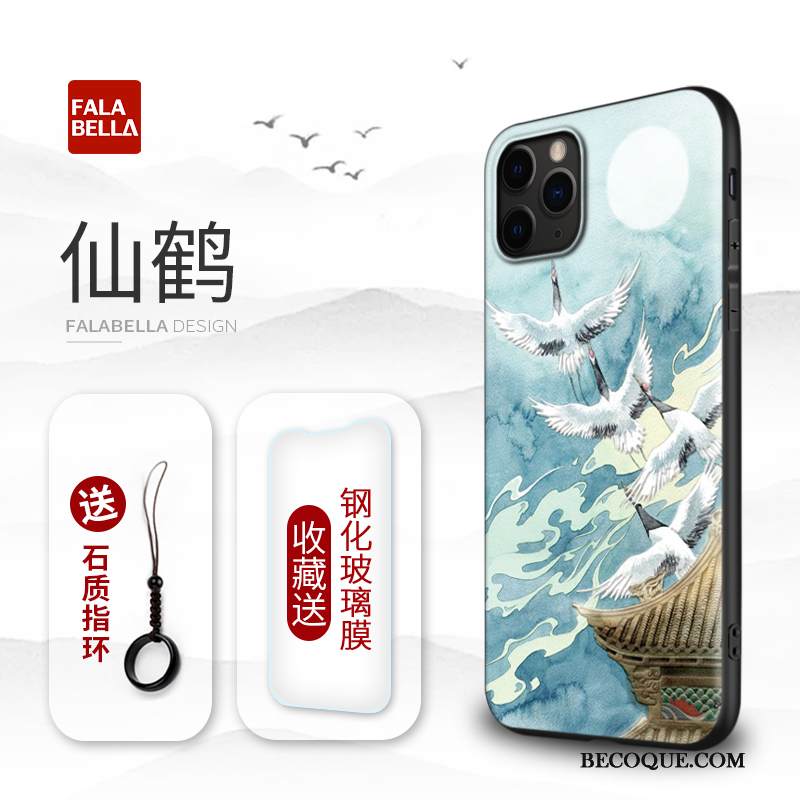 Kuori iPhone 11 Pro Max Luova Murtumaton Uusi, Kotelo iPhone 11 Pro Max Kohokuviointi Sininen Kiinalainen Tyyli