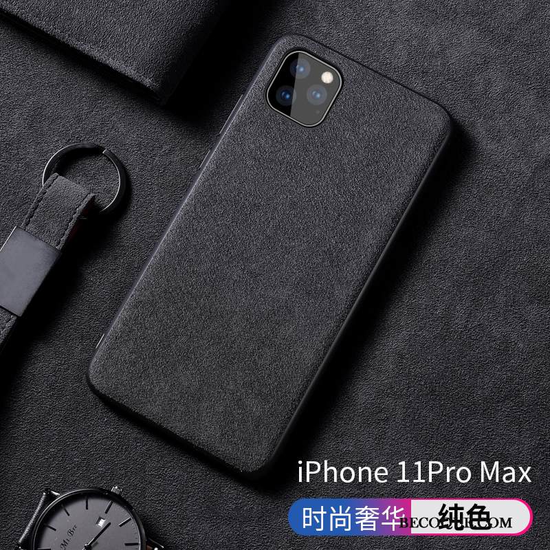 Kuori iPhone 11 Pro Max Nahka Persoonallisuus Liukumaton, Kotelo iPhone 11 Pro Max Laukut Musta Trendi