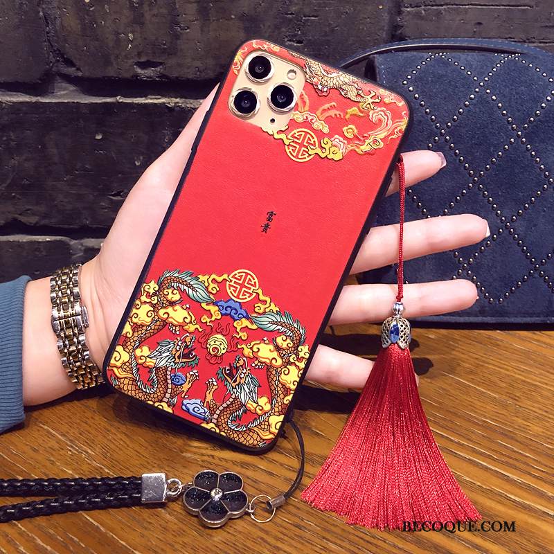 Kuori iPhone 11 Pro Max Nahka Ripustettavat Koristeet Fringed, Kotelo iPhone 11 Pro Max Suojaus Tuuli Vihreä