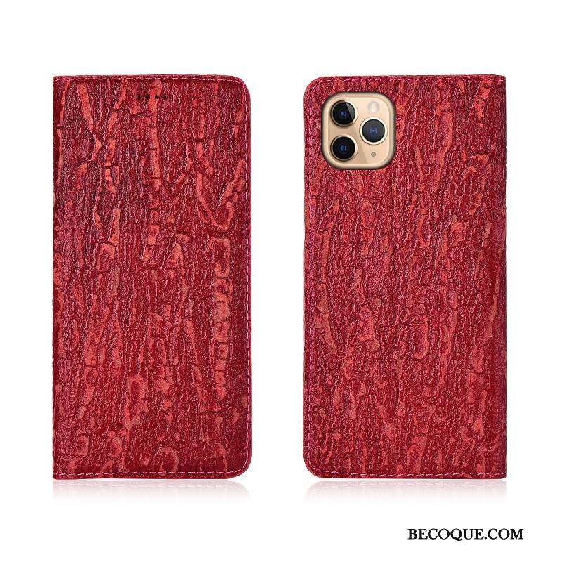 Kuori iPhone 11 Pro Max Suojaus Murtumaton Punainen, Kotelo iPhone 11 Pro Max Nahka Puu Puhelimen Kuoret