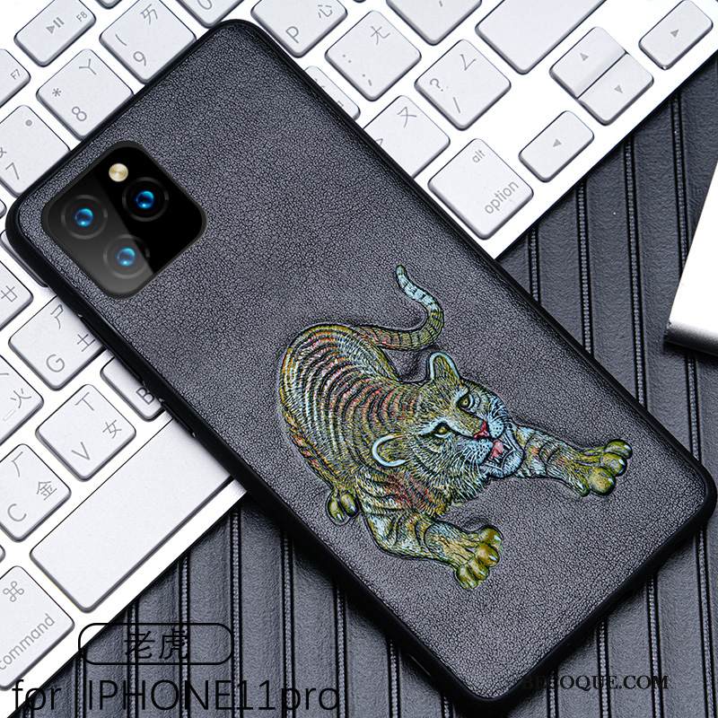 Kuori iPhone 11 Pro Nahka Ylellisyys Musta, Kotelo iPhone 11 Pro Suojaus Muokata Puhelimen Kuoret
