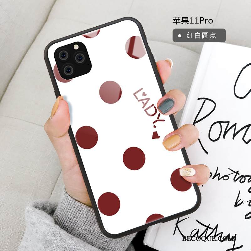 Kuori iPhone 11 Pro Suojaus Piste Net Red, Kotelo iPhone 11 Pro Laukut Lasi Musta