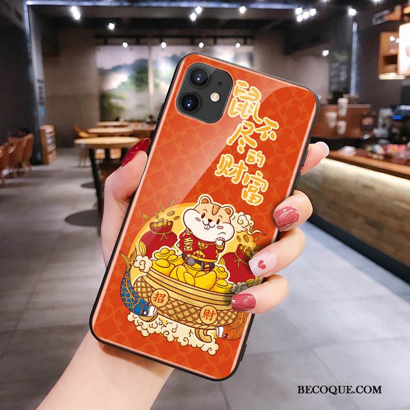 Kuori iPhone 11 Sarjakuva Rotta Punainen, Kotelo iPhone 11 Silikoni Puhelimen Kuoret Lasi