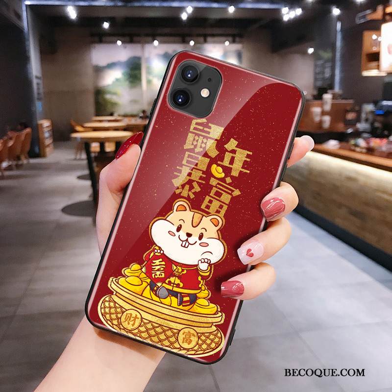 Kuori iPhone 11 Sarjakuva Rotta Punainen, Kotelo iPhone 11 Silikoni Puhelimen Kuoret Lasi