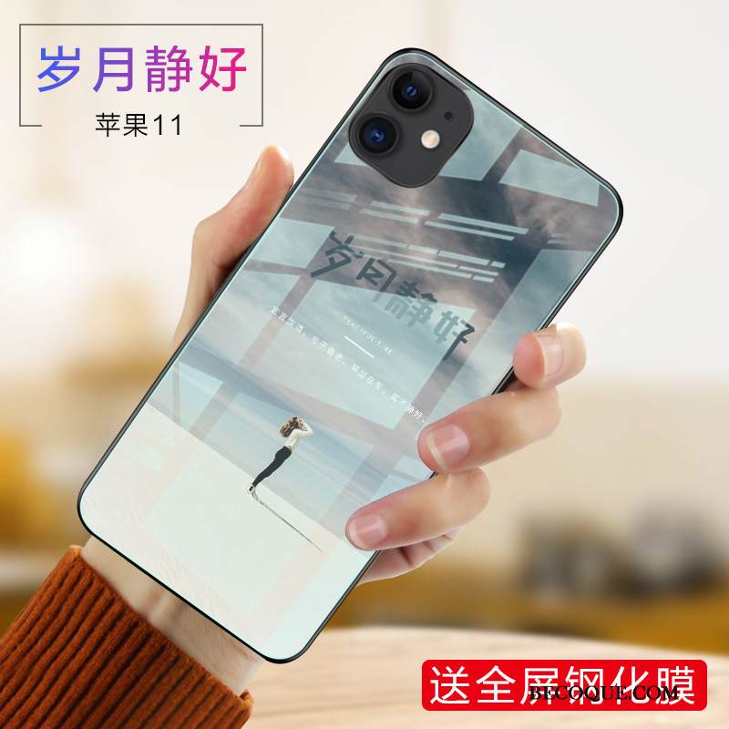 Kuori iPhone 11 Suojaus Puhelimen Kuoret Sininen, Kotelo iPhone 11 Lasi Net Red