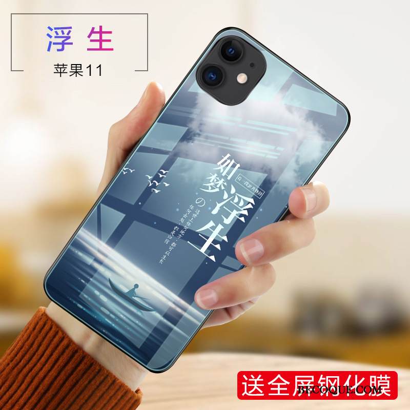 Kuori iPhone 11 Suojaus Puhelimen Kuoret Sininen, Kotelo iPhone 11 Lasi Net Red