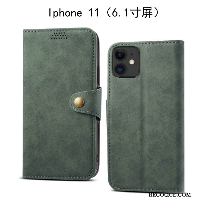 Kuori iPhone 11 Suojaus Vihreä Murtumaton, Kotelo iPhone 11 Nahka Puhelimen Kuoret