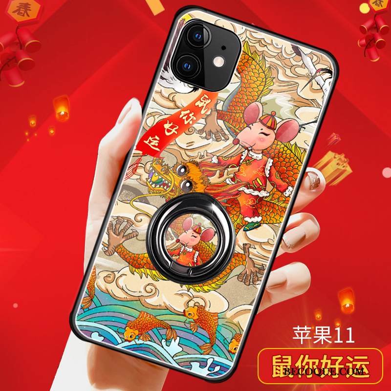 Kuori iPhone 11 Tuki Punainen Rengas, Kotelo iPhone 11 Laukut Lasi Ultra