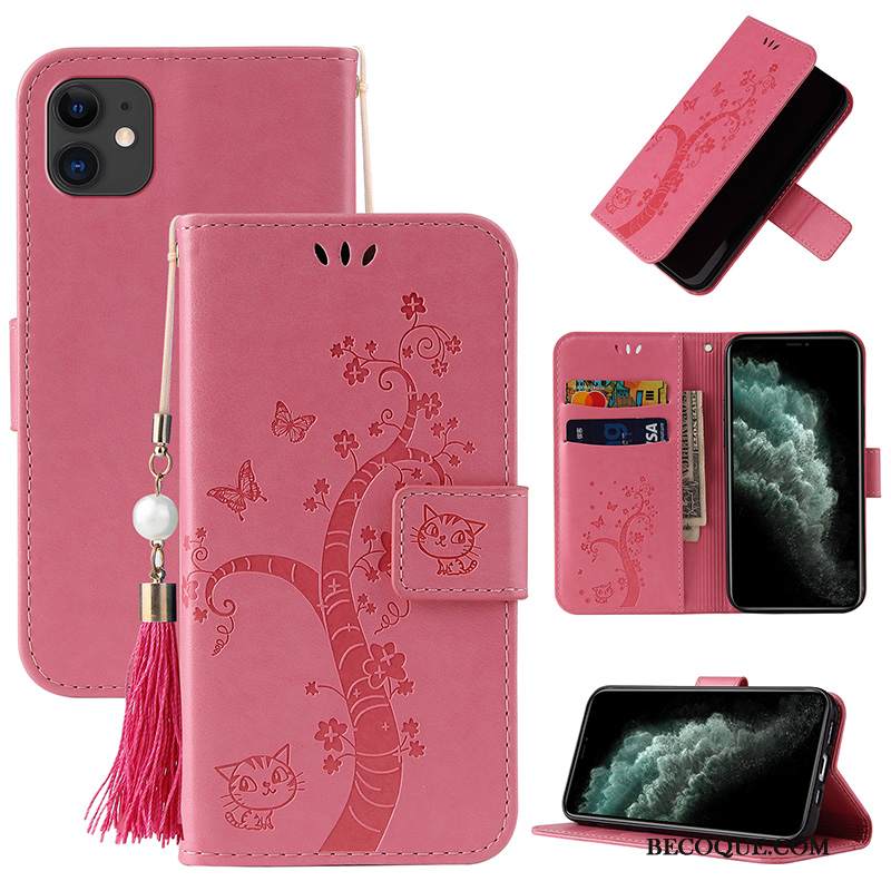 Kuori iPhone 12 Kuoret Murtumaton Violetti, Kotelo iPhone 12 Nahka Kukka Puhelimen Kuoret