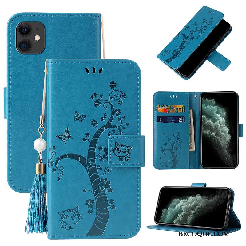 Kuori iPhone 12 Kuoret Murtumaton Violetti, Kotelo iPhone 12 Nahka Kukka Puhelimen Kuoret