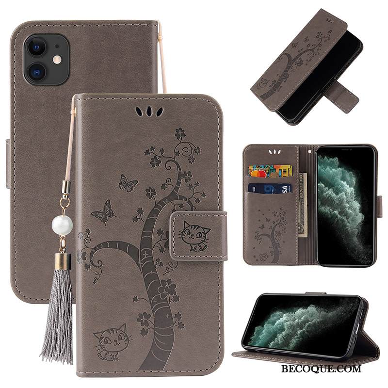 Kuori iPhone 12 Kuoret Murtumaton Violetti, Kotelo iPhone 12 Nahka Kukka Puhelimen Kuoret