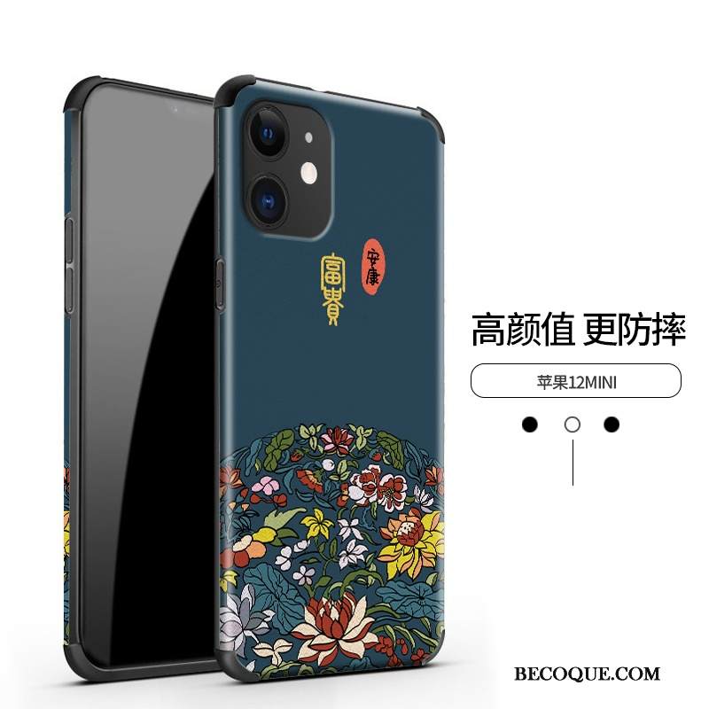 Kuori iPhone 12 Mini Laukut Ultra Kiinalainen Tyyli, Kotelo iPhone 12 Mini Pehmeä Neste Vihreä Kukkakuvio