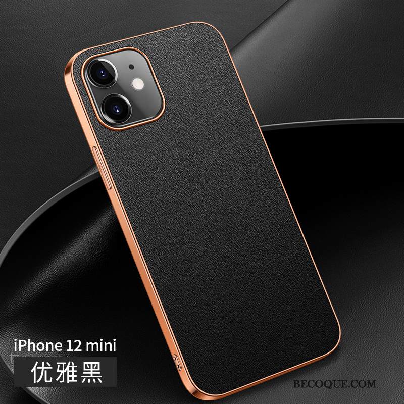 Kuori iPhone 12 Mini Nahka Ultra Musta, Kotelo iPhone 12 Mini Laukut Puhelimen Kuoret Uusi