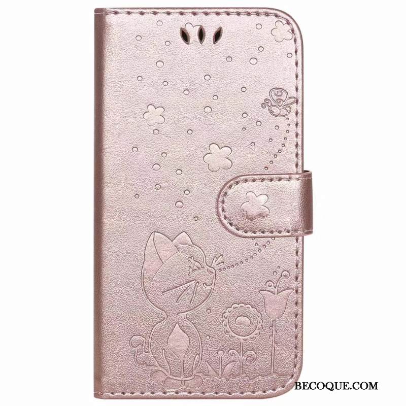 Kuori iPhone 12 Nahka Kissa Violetti, Kotelo iPhone 12 Kuoret Puhelimen Kuoret