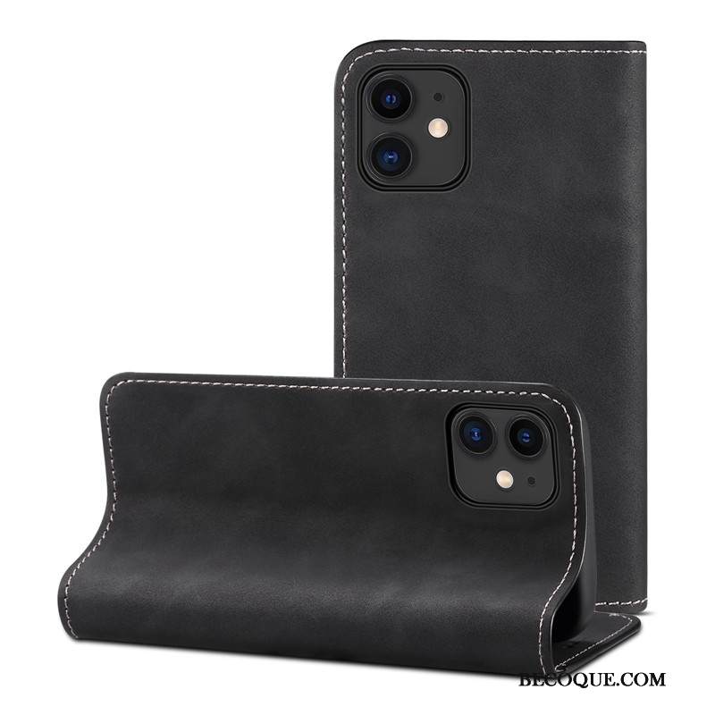 Kuori iPhone 12 Nahka Kortti Liiketoiminta, Kotelo iPhone 12 Vuosikerta Puhelimen Kuoret Sininen