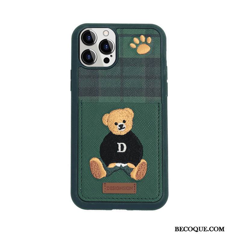 Kuori iPhone 12 Pro Max Nahka Kortti Rakastunut, Kotelo iPhone 12 Pro Max Tummanvihreä Columbia