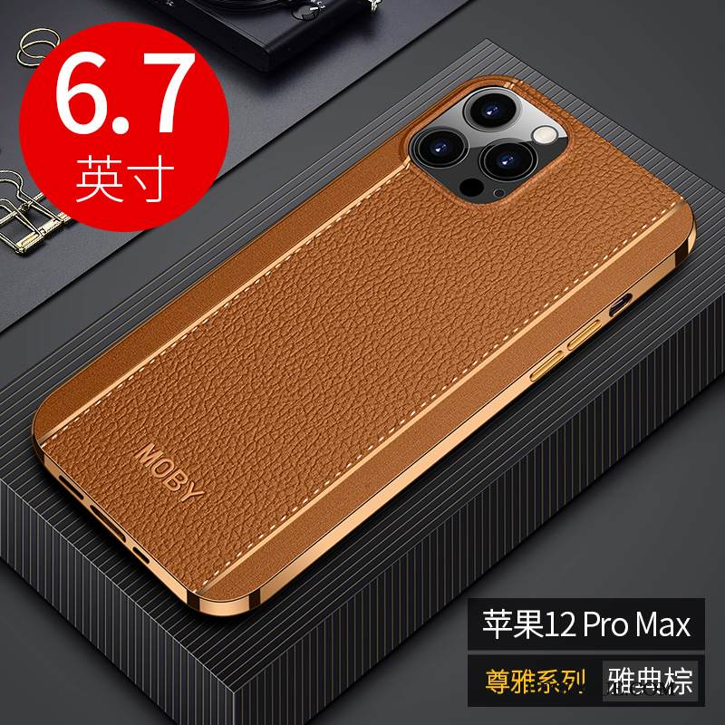 Kuori iPhone 12 Pro Max Nahka Persoonallisuus Ylellisyys, Kotelo iPhone 12 Pro Max Luova Ultra Tide-brändi