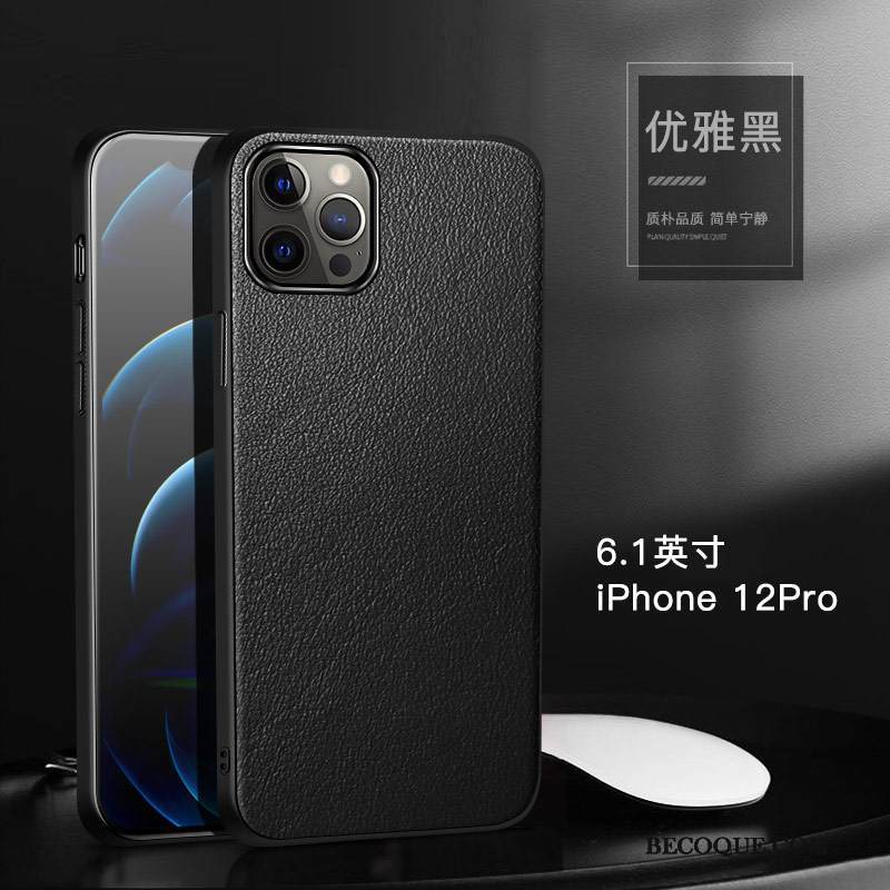 Kuori iPhone 12 Pro Nahka Vihreä Sininen, Kotelo iPhone 12 Pro Laukut Lehmä Murtumaton