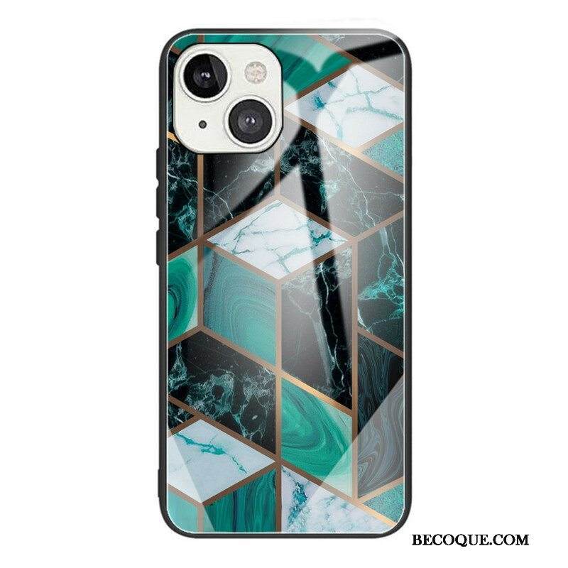 Kuori iPhone 13 Mini Geometria Marmori Karkaistu Lasi