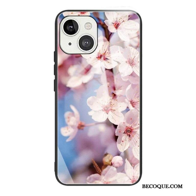Kuori iPhone 13 Mini Karkaistu Lasi Realistiset Kukat
