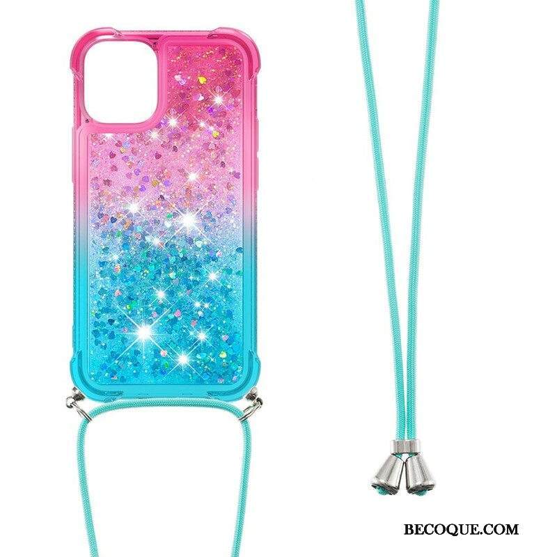 Kuori iPhone 13 Mini Silikonipaljetteja Ja Johto