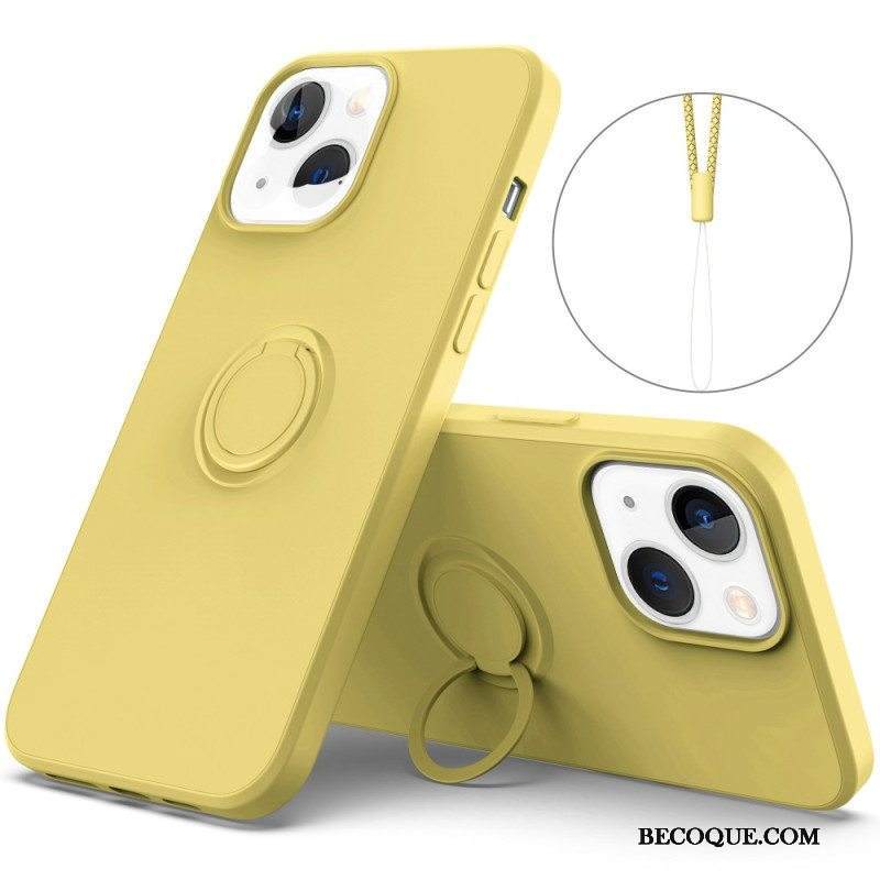 Kuori iPhone 14 Nestemäinen Silikonirengas Ja Kaulanauha