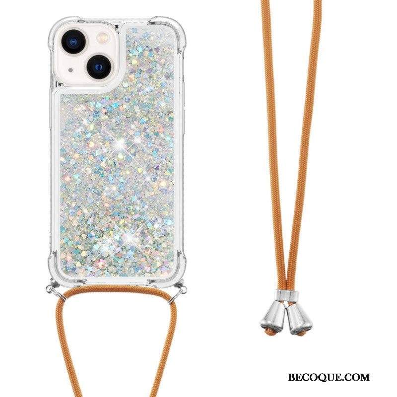 Kuori iPhone 14 Plus Kiristysnyörillä Paljeteilla Kiristysnyörillä