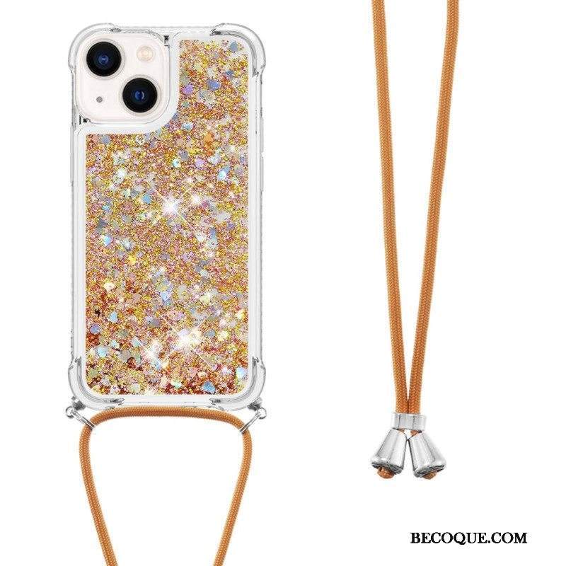 Kuori iPhone 14 Plus Kiristysnyörillä Paljeteilla Kiristysnyörillä