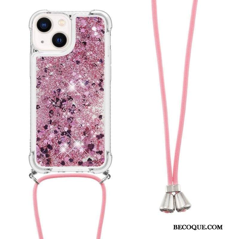 Kuori iPhone 14 Plus Kiristysnyörillä Paljeteilla Kiristysnyörillä