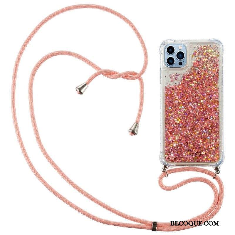 Kuori iPhone 14 Pro Kiristysnyörillä Kiristysnyöri Paljetteja