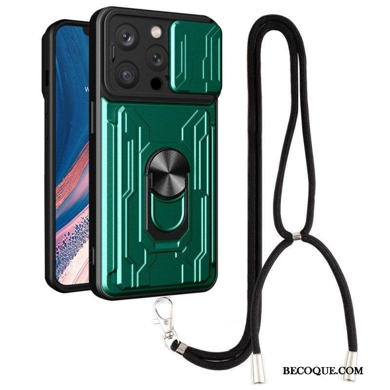 Kuori iPhone 14 Pro Kiristysnyörillä Korttipidike Kaulanauha Ja Teline