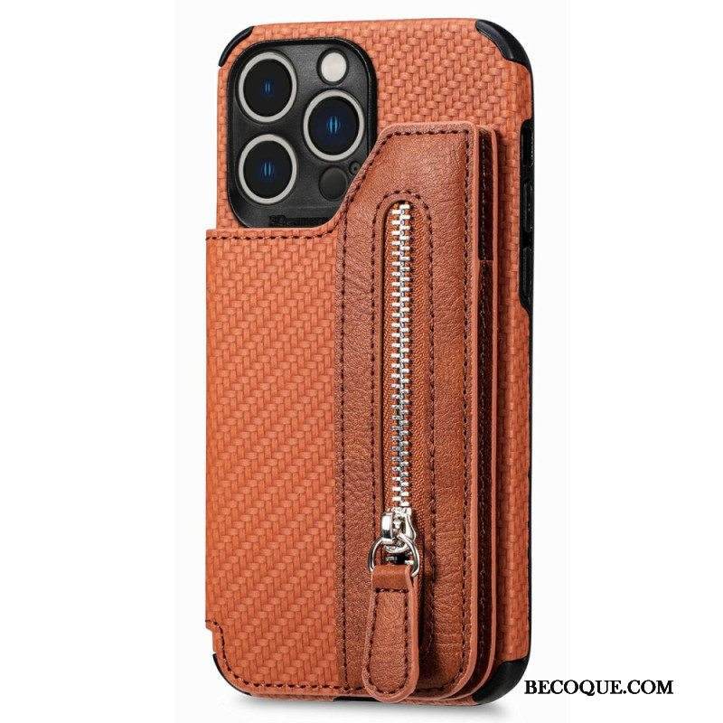 Kuori iPhone 14 Pro Lompakkokotelo Hiilikuitulompakko Ja Teline