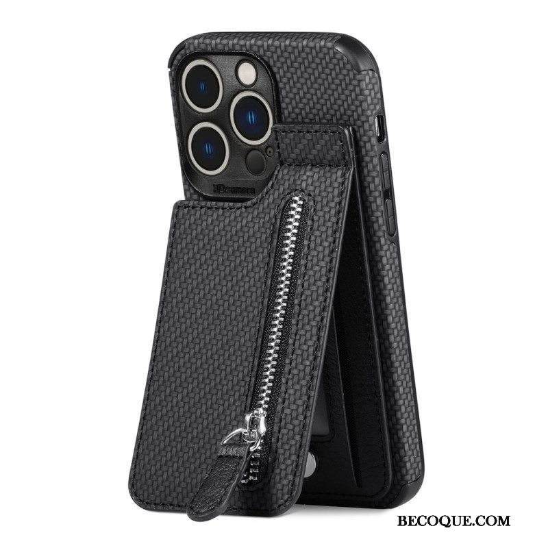 Kuori iPhone 14 Pro Max Lompakkokotelo Hiilikuitu Ja Lompakko
