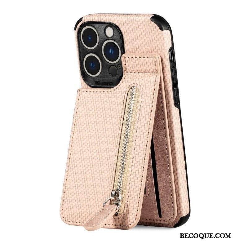 Kuori iPhone 14 Pro Max Lompakkokotelo Hiilikuitu Ja Lompakko