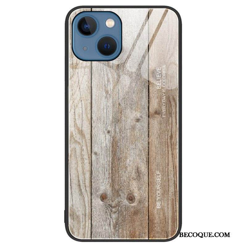 Kuori iPhone 15 Plus Tempered Glass Wood Design