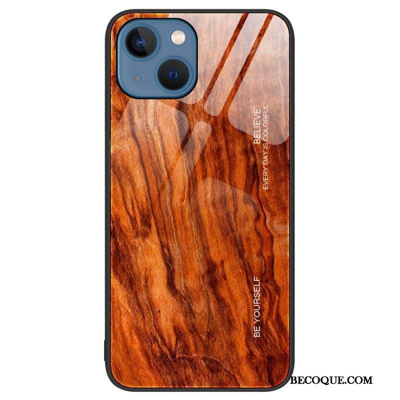 Kuori iPhone 15 Plus Tempered Glass Wood Design