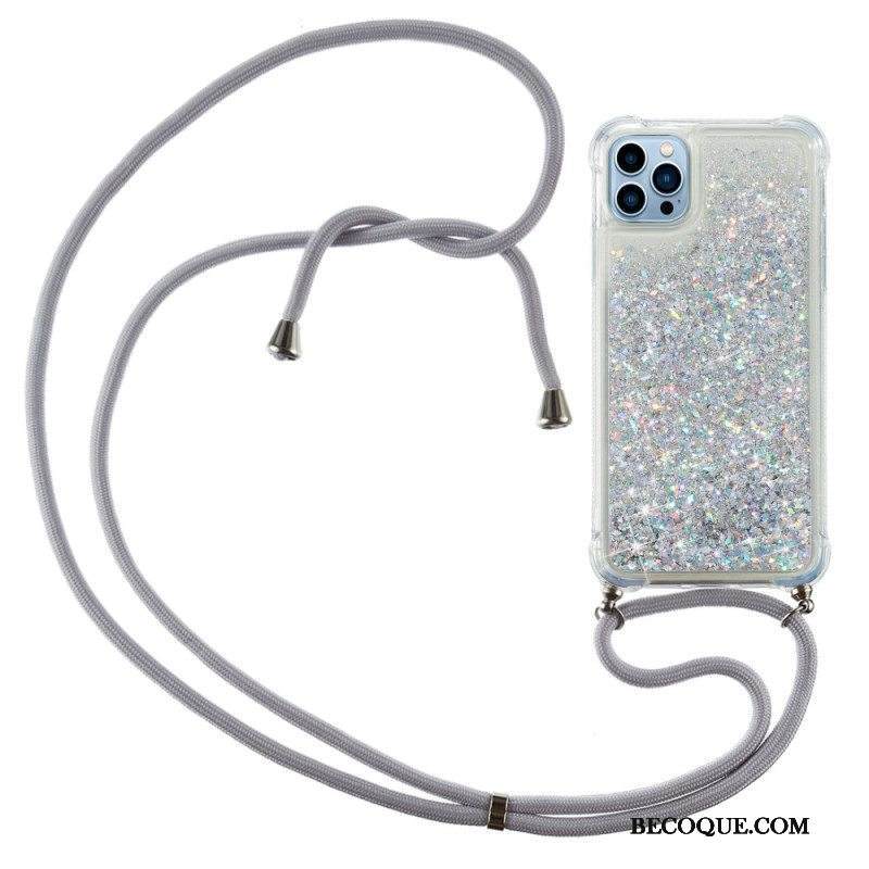 Kuori iPhone 15 Pro Kiristysnyörillä Paljetoitu Johto